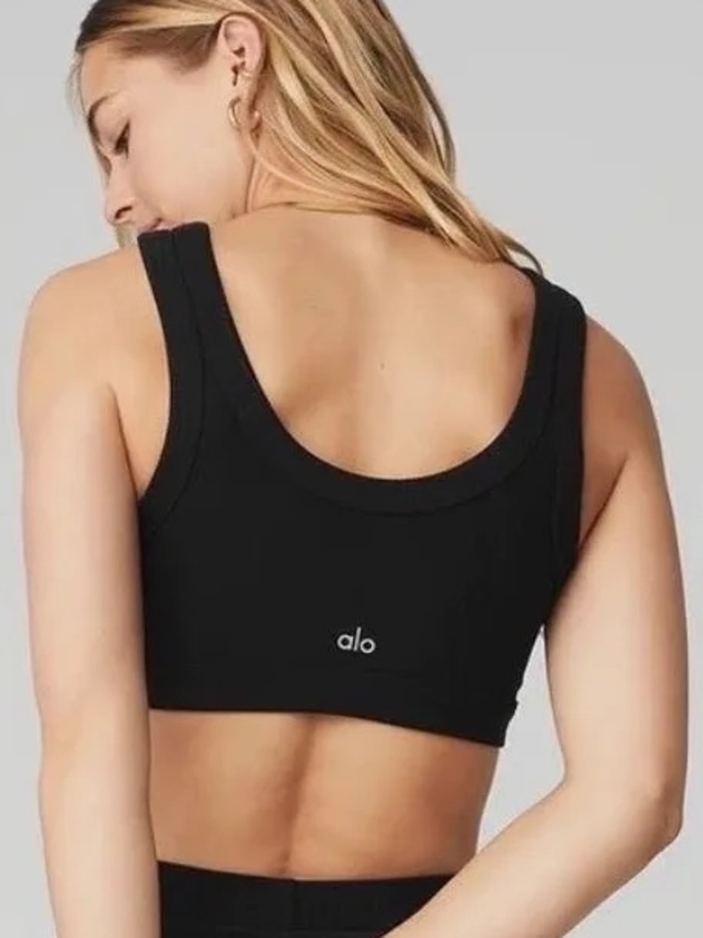 ALO Yoga NWT Black Wellness Ribbed Crop Sports Bra Top